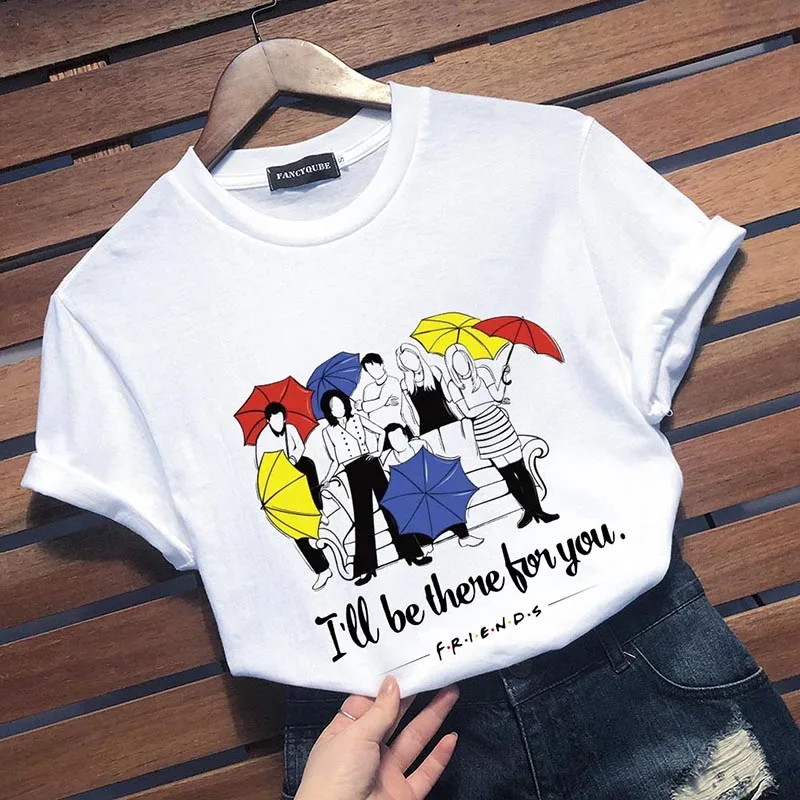 Футболка с готическим рисунком Friends Tee Harajuku женская футболка с буквенным принтом с коротким рукавом и круглым вырезом Женские топы