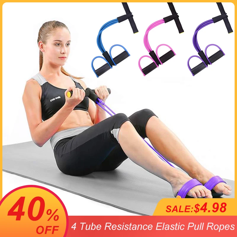 

4 Tube Resistance Elastic Pull Ropes Exerciser Power Belly Resistance Band Home Gym Sport Training Elastic Bands For Fitness