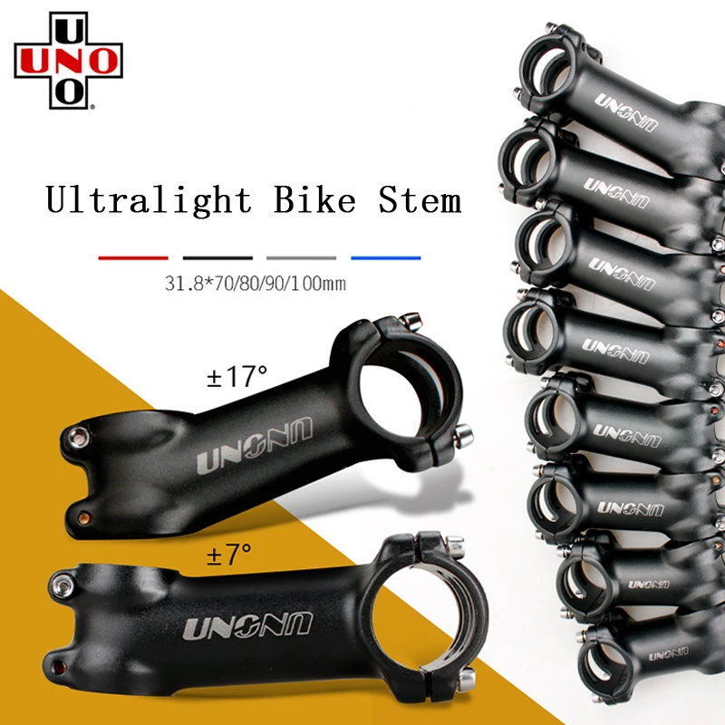 

UNO Ultralight Bike Stem 7 17 Degree 31.8mm MTB Bicycle Stem 60-130mm Bicycle Aluminum Kalloy Stem MTB Road Bicycle Stem
