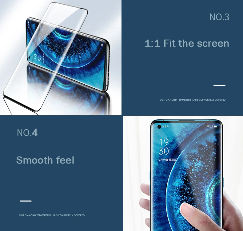 Защита экрана для Oppo Find X2 Pro стеклянная пленка 9D полное закаленное стекло