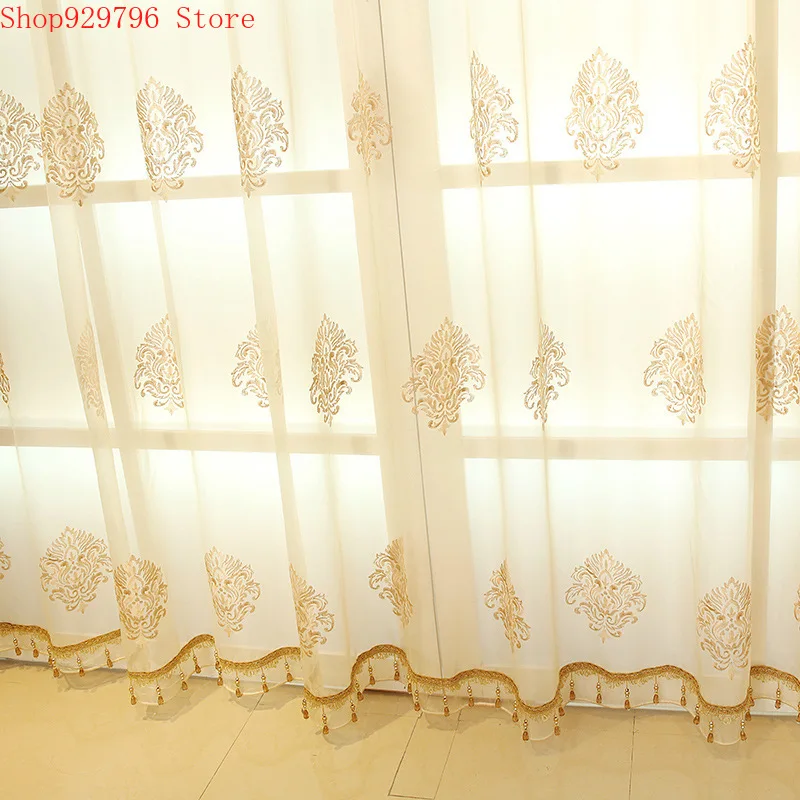 

European Style Curtains for Living Dining Room Bedroom Luxury Golden Curtains Valance Curtains Finished Product Customization