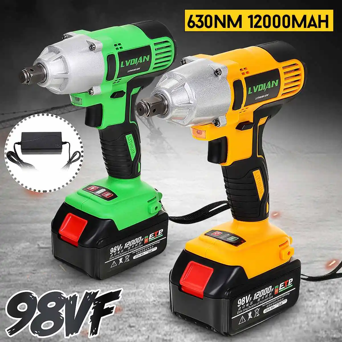 Электрический гайковерт 98VF бесщеточный Аккумуляторный 1/2 дюйма с аккумулятором