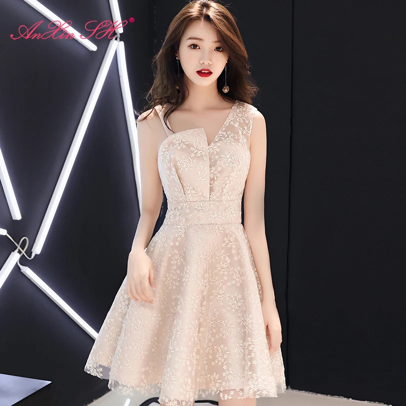 AnXin SH роскошное платье принцессы Цвет бежевый Без рукавов в винтажном стиле
