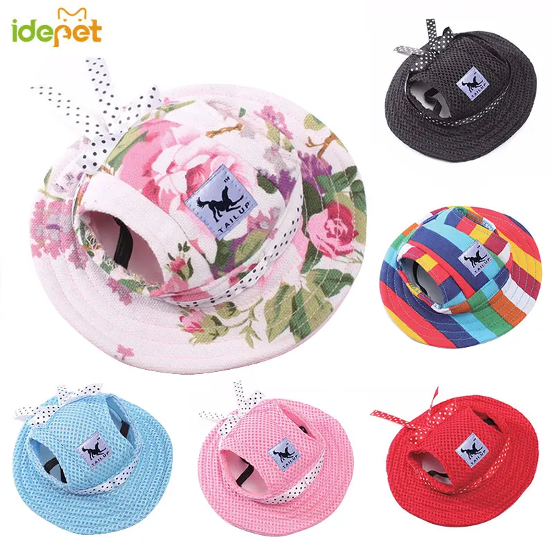 Dog Cap With Ear Holes for Small Dogs Adjustable Cap Dog Summer Beach Visor Hat Puppy Outdoor Cap Headdress Pet Accessories