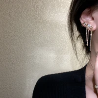 star stud earrings ear clip tassel rhinestone 925 silver needle hypoallergenic piercing earrings jewelry gift for women girl