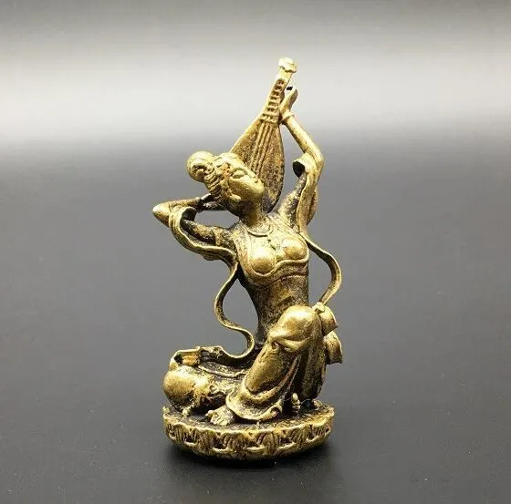 

Chinese Exquisite Folk Classic Old Pure Bronze Carved Beautiful Woman Statue Buddha Statue Small Gift