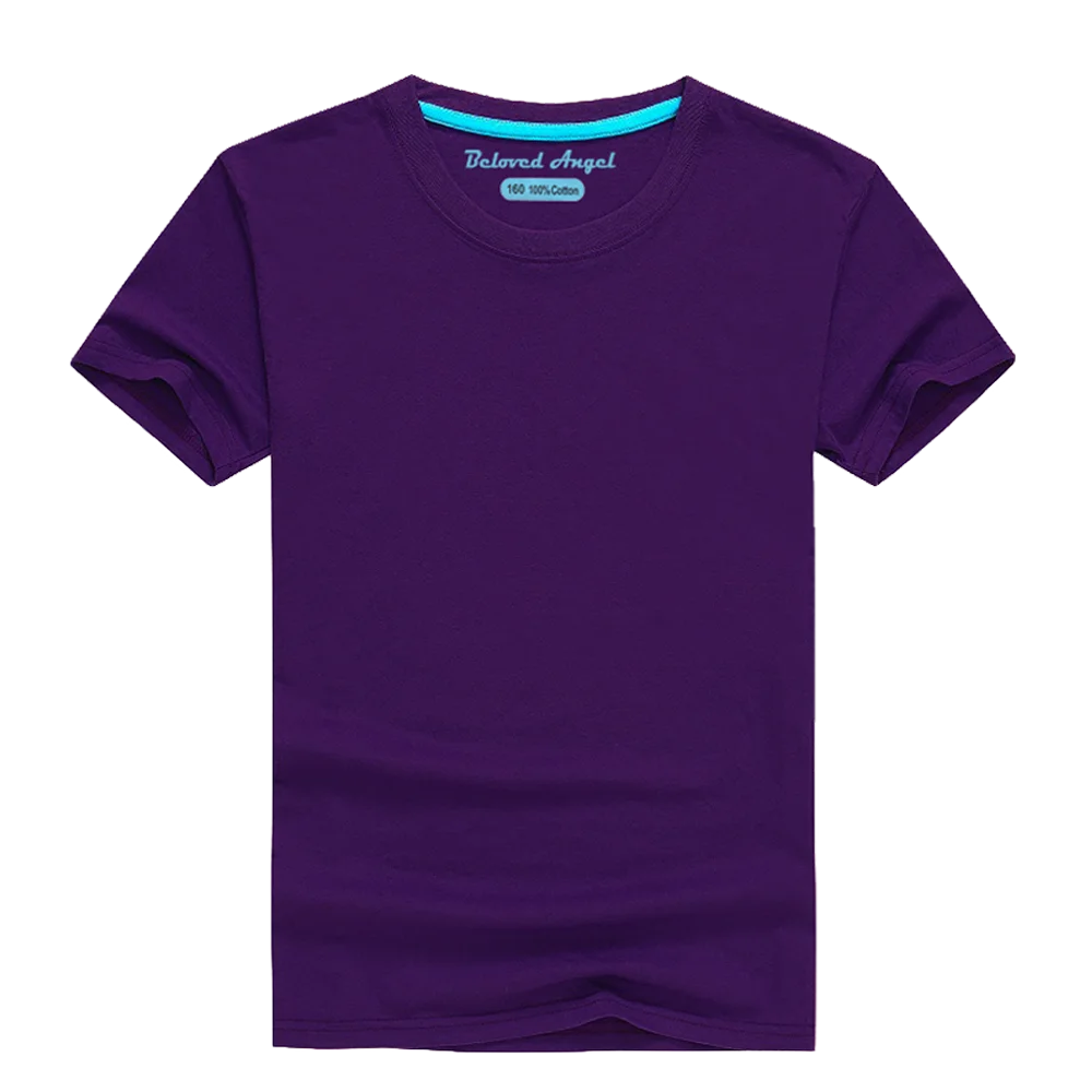 Детская Хлопковая футболка с коротким рукавом и круглым вырезом