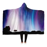 aurora borealis hooded blanket camping hooded blanket adult and youth hoodie blanket hooded sherpa blanket