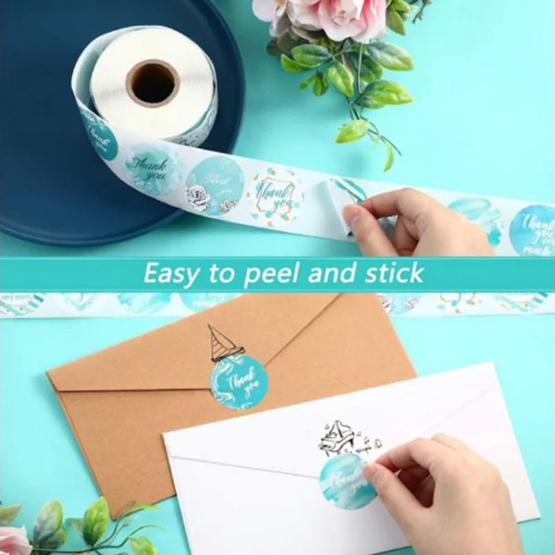 

500 Pcs 1.0-2.0 Inch Round Handmade With Thank You Stickers Birthday Party Seal Sticker Party Decorative Envelope Seal Gift Wrap