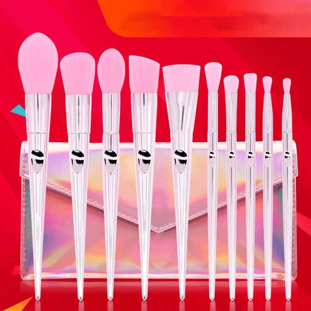 10 кистей для макияжа влажного и дикого розовый лазерный пакет набор с большим