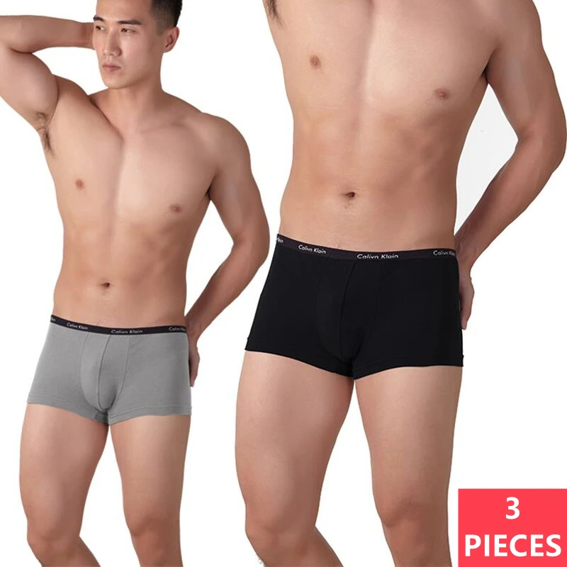 

3Pcs Calivn Klain Men Underwear Flat Pants Cotton Comfortable Men's Underpants Breathable Fit Non Marking Male Boxer Panties