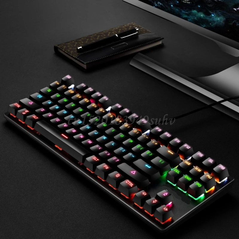 

Mechanical Keyboard 87 Keys Switch Wired Gaming Keyboards with RGB Backlight for Tablet Desktop Russian Sticker PC Computer Game