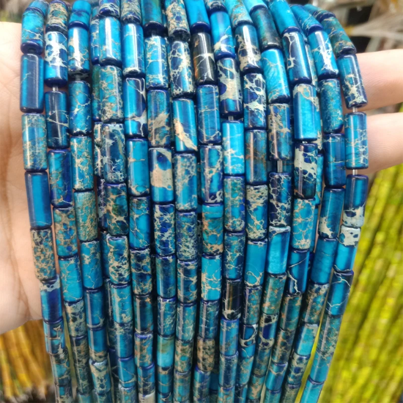 

4x13mm Double color Natural Imperial Jaspers Stone Beads Tube Shape Loose Beads For Bracelet Necklace Jewelry Making Strand 15''