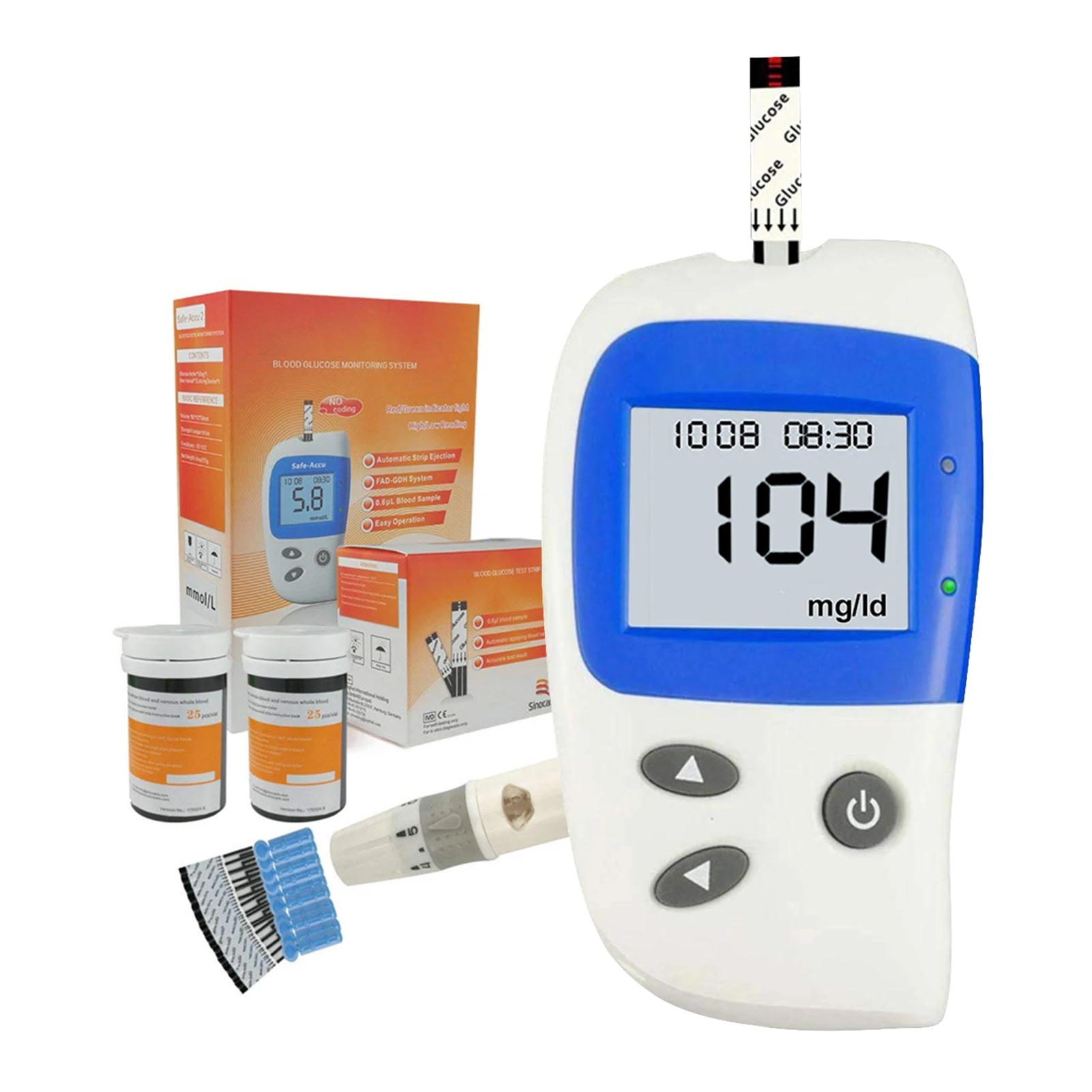 Глюкометр для диабетиков прибор измерения уровня сахара в крови 50 тест полосок и