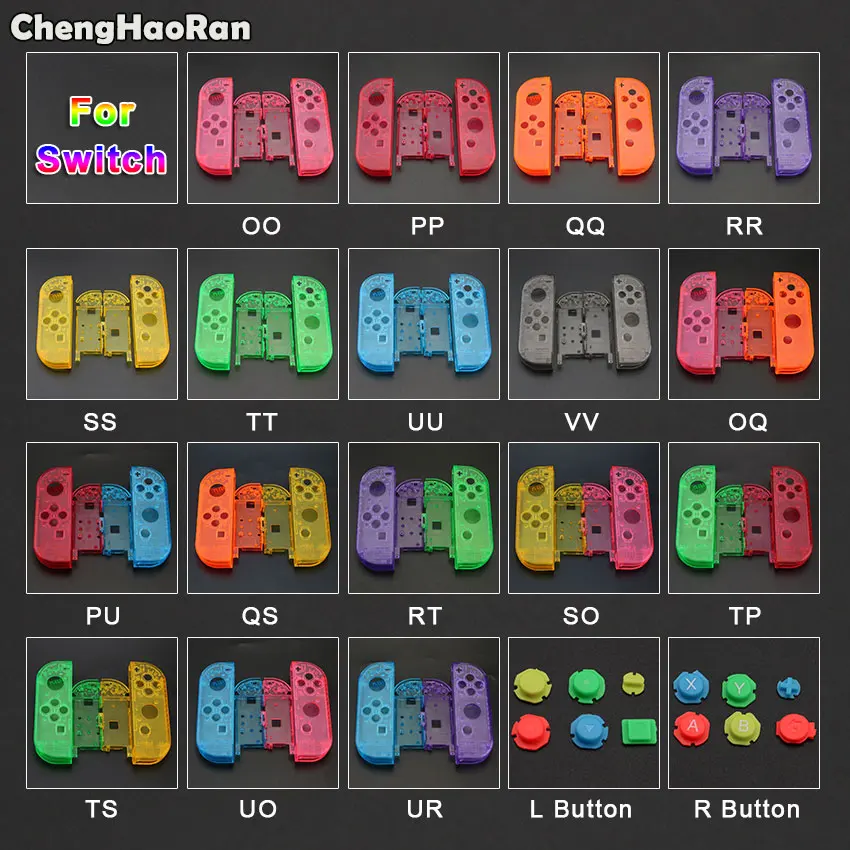 

ChengHaoRan For Nintendo Switch Joy-Con Replacement Housing Shell Cover for NS NX JoyCons Controller Case Clear Green Pink