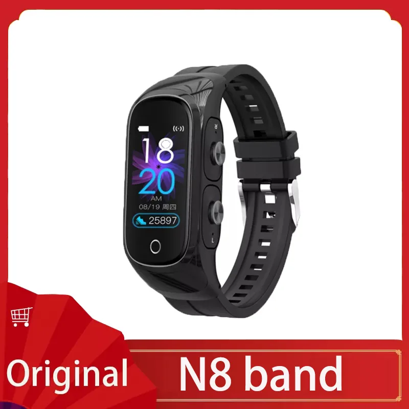 

2-In-1 0.96 inch TFT N8 Smart Watch TWS Earbuds True Wireless BT5.0 Headphones Bracelet Heart Rate Blood Pressure Smart Band