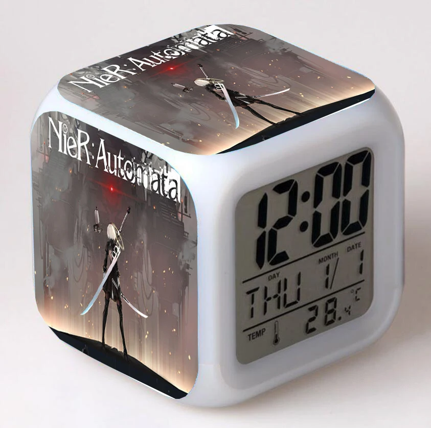 

Anime NieR:Automata LED 7 Color Flash Digital Alarm Clocks Night Light Bedroom Desk Clock despertador Alarm-Clock