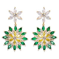 bling cubic zirconia wedding flower earrings silver needle korea fashion brand designer earring cz stone luxury pendant earrings