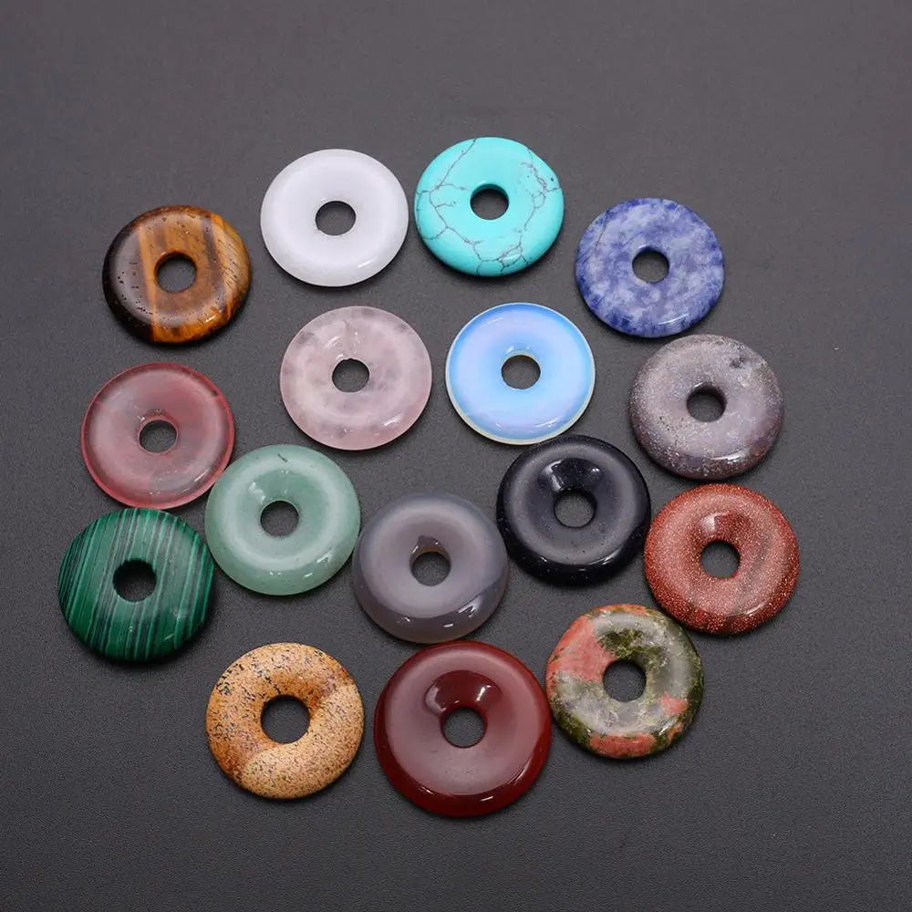 

24PCS Turquoises Fluorite Quartz Crystal Ping buckle Quartz Crystal Natural Stones Pendant Beads Jewelry pendants