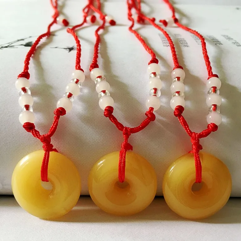 3 шт. китайский каучук медовый воск пончик кулон резной Янтарный безопасный