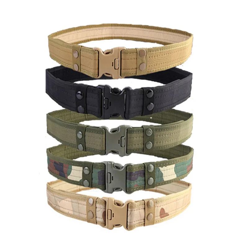 Army Style Combat Tactical Belt Fashion Automatic Buckle Pants Camouflage Canvas Waistband Outdoor Hiking Hunting Tools Unisex