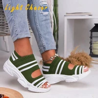 fashion sandals women 2021 summer shoes new slope heel platform sandals lightweight breathable mesh casual womens sports shoes