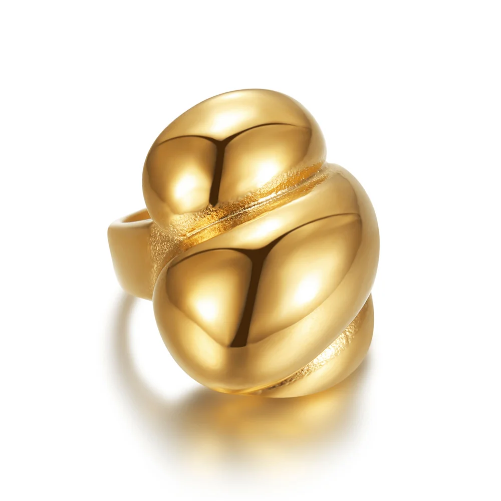 Купи 2021 Gold Color Stainless Steel Minimalist Glossy Wide Rings Big Geometric Finger Rings for Women Girls Gifts Party Jewelry за 564 рублей в магазине AliExpress