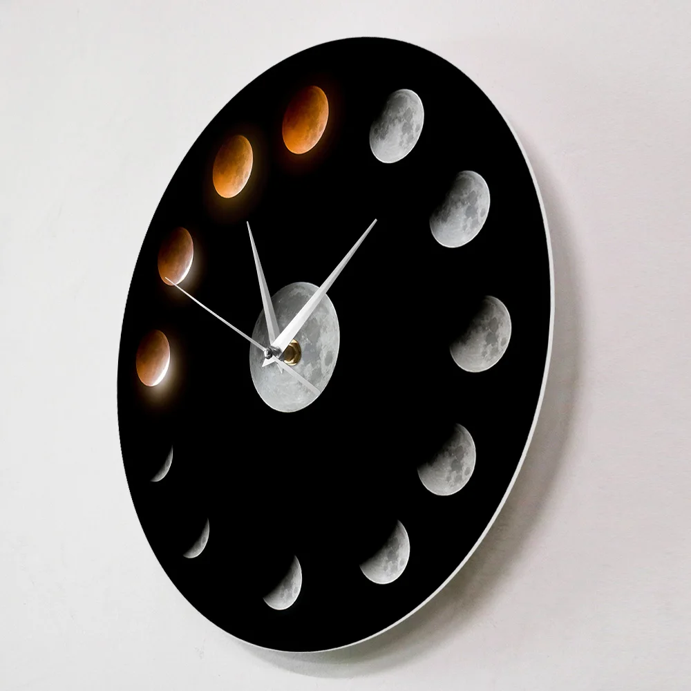 Серия настенных часов тихие украшения для дома полное затмение Луны фазы Супер