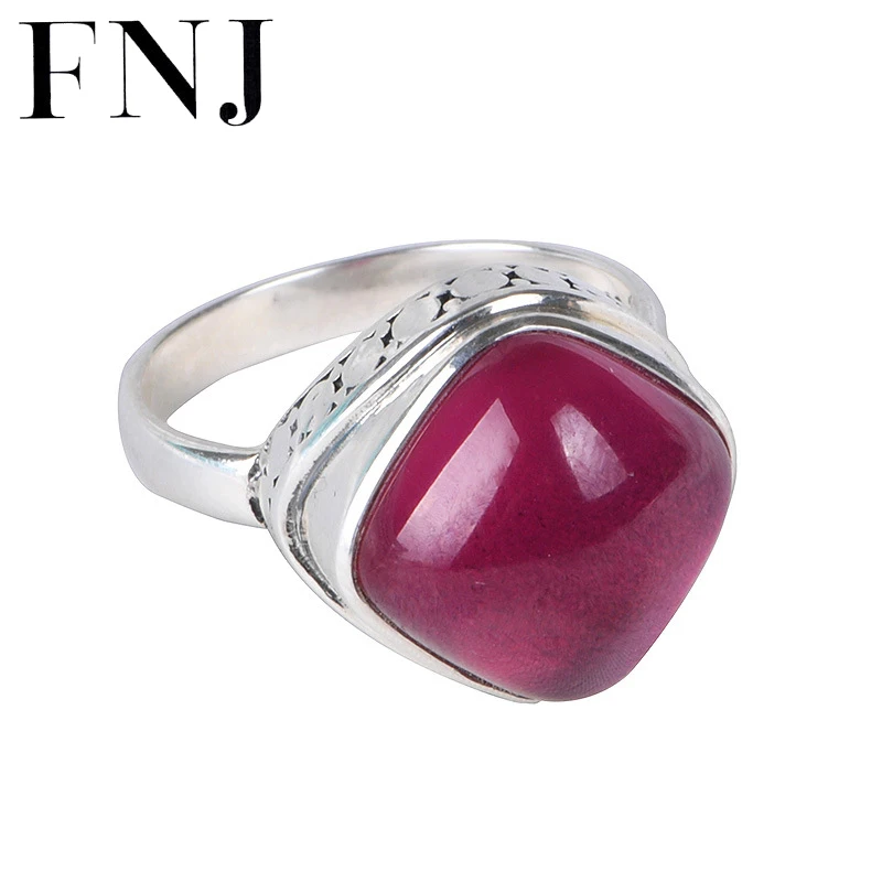 

FNJ Rose Corundum Ring 925 Silver New Original S925 Sterling Silver Rings for Women Jewelry USA size 6-8 Square