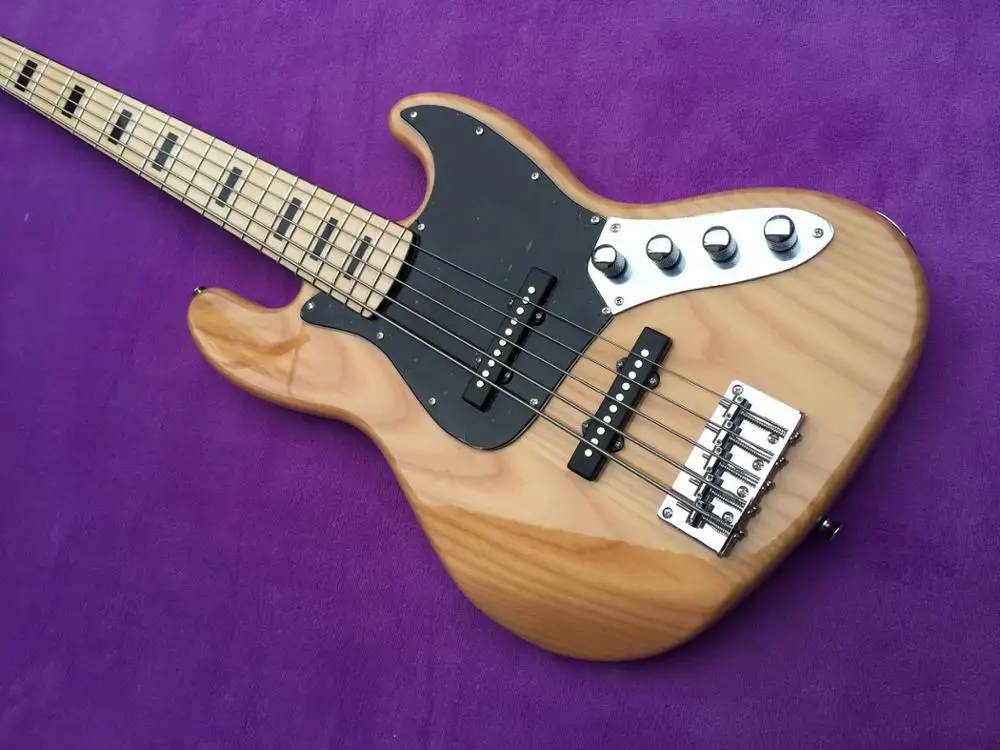 

Factory store 5 string nature wood ELM ASH body with black Plate ACTIVE PICKUPS Jazz Bass Guitar