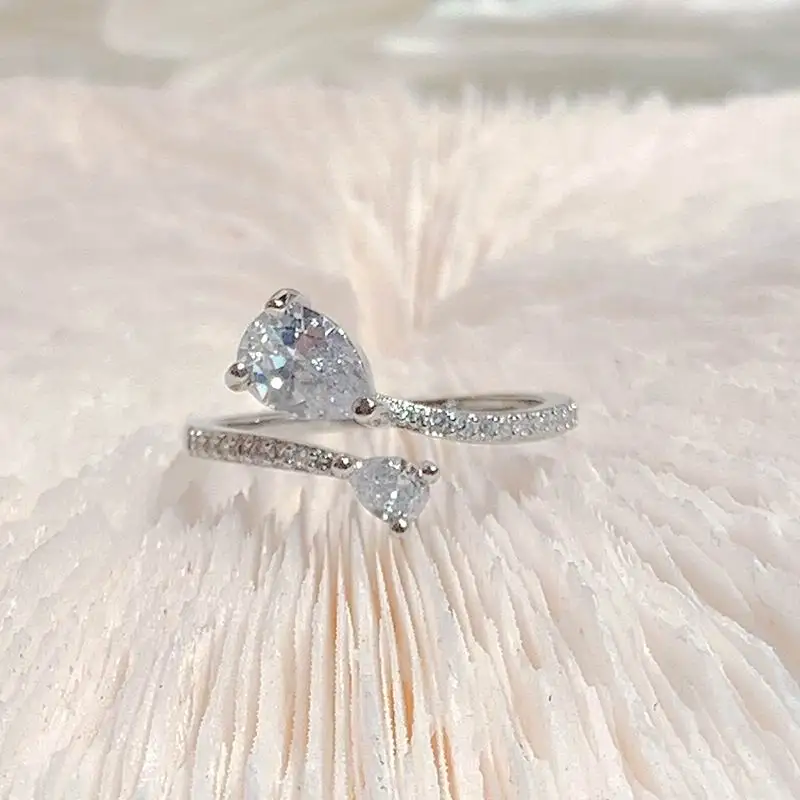 

Shinning Zircon Water Drop Open Rings For Women 2021 New Jewelry Delicate Simple Ring bijoux Adjustable