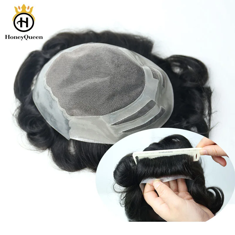 Натуральные волосы парик для мужчин моно с ПУ около 100% европейские натуральные