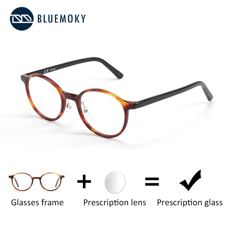 Мужские и женские очки для близорукости BLUEMOKY ацетатные круглые оправы очков с