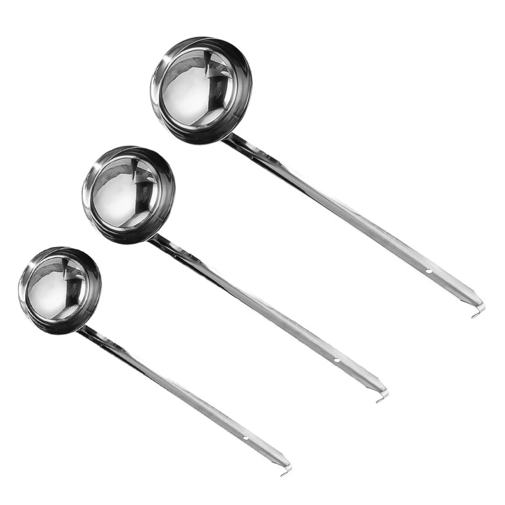 

3pcs Kitchen Stainless Steel Ounce Spoon Durable Long Handle Spoon (Silver)