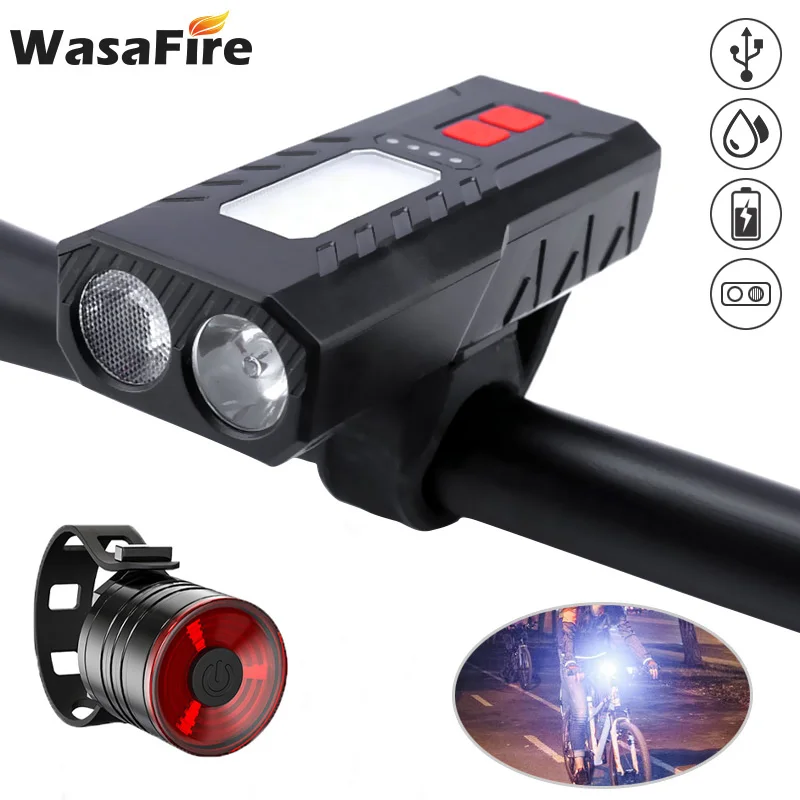 

Велосипедный передний и задний фонарь в комплекте, 2 * XPE, зарядка через USB, внешний аккумулятор, 6 режимов, велосипедный фонарь с 3 режимами, за...