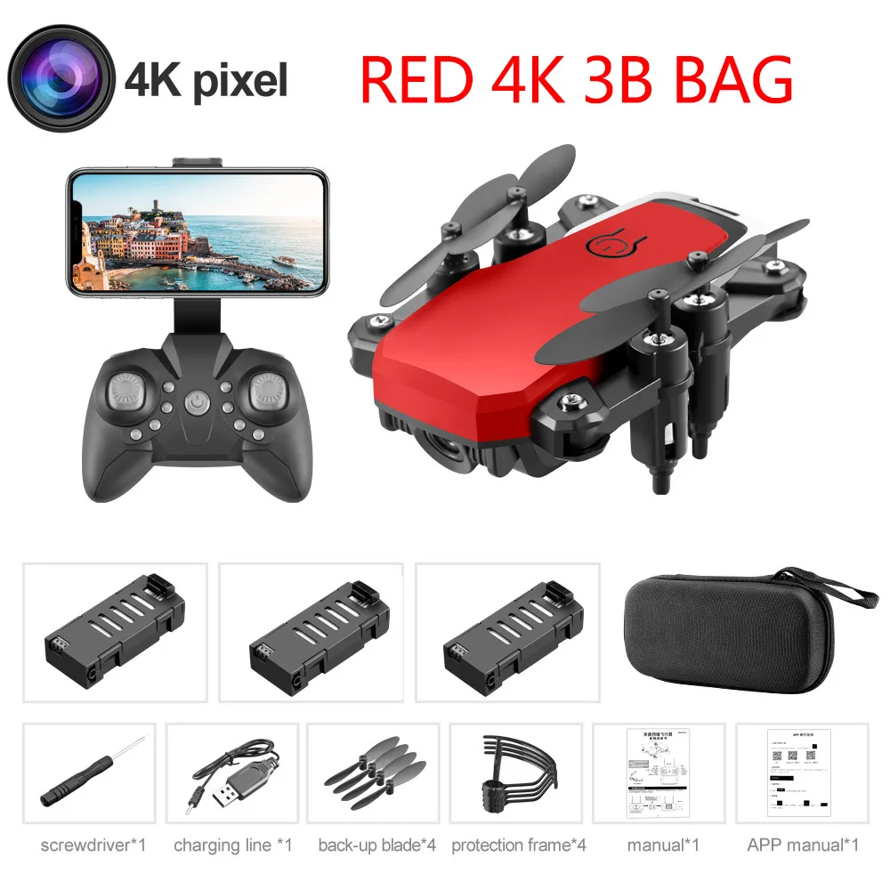Red 4K 3B LF606 квадрокоптер мини Дрон с 4K камерой HD складные дроны один ключ возврат FPV Следуйте за мной RC вертолет Квадрокоптер детские игрушки - Цвет: Red 4K 3B