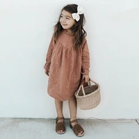 2021 spring baby girls dresses european america toddler kids girls dress linen dress princess kids clothings
