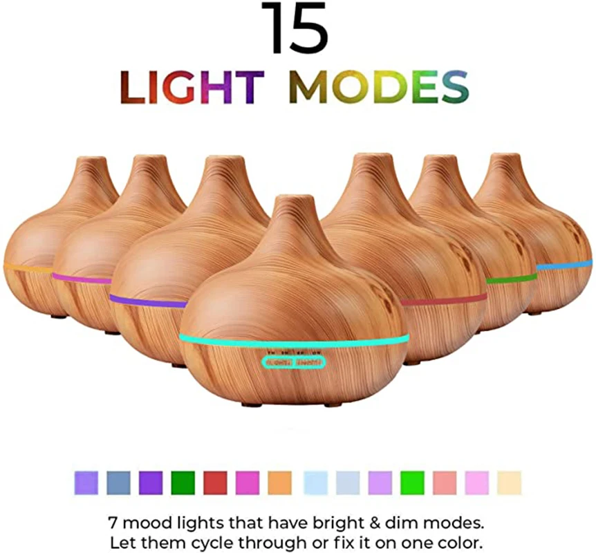 Aroma Essential Oil Large amount Diffuser Ultrasonic Air Humidifier with Wood Grain LED Lights for Office Home | Бытовая техника