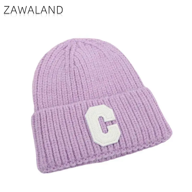 

Zawaland New Caring Baby Knitted Hats Letter C Print Hedging Hip-Hop Caps Children Festival Gifts Fedoras Daily Warm Sun Hats