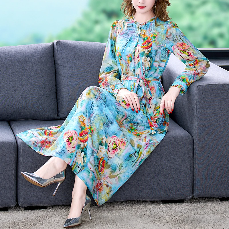 

2022 New Summer Middle Aged Women silk Short Sleeve Midi Dress Female Loose Fashion 5XL Plus Size Dresses Vestidos