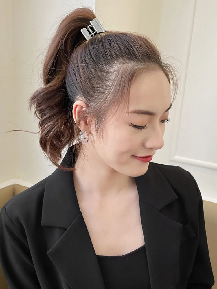 Women Vintage Elegant High Ponytail Fixed Geometric Small Hair Claws Lady Convenient Headband Hair Clip Hairpin Hair Accessories head scarves for women