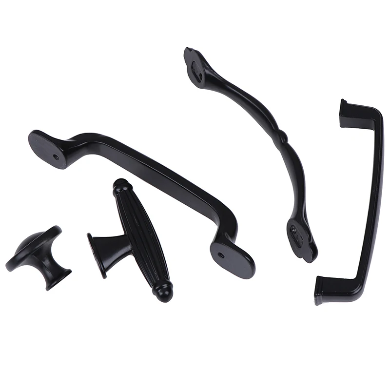 

American Style Black Cabinet Handles Solid Aluminum Alloy Kitchen Cupboard Pulls Drawer Knobs Furniture Handle Hardware