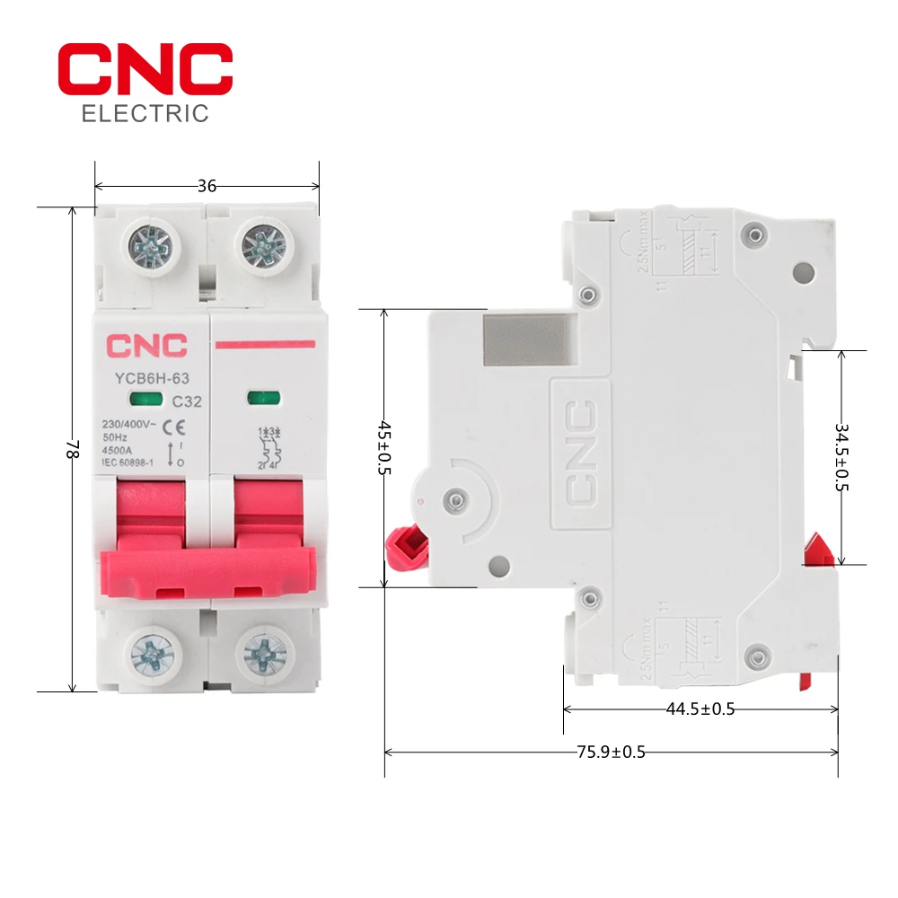 Автоматический выключатель CNC YCB6H-63 2P/3P MCB 400 ка в миниатюрный автоматический на