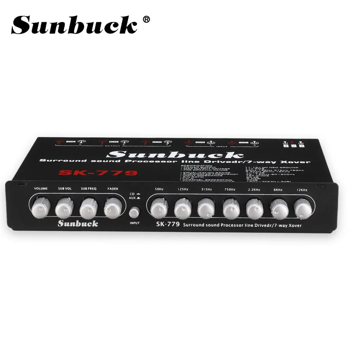

Sunbuck Vehicle power amplifier 7-Band audio surround sound Processor line Drivedr /7-way Xover HIFI Subwoofer