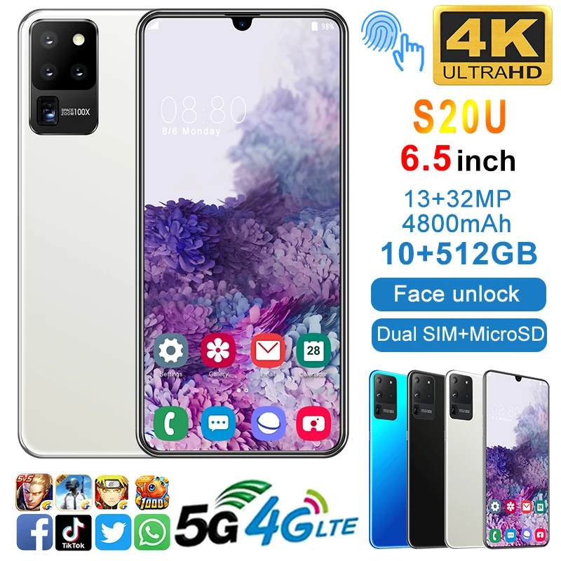 Для смартфонов S20U 6 5 дюйма 3000 мАч MTK6580P Android Сотовые телефоны смартфон 1G 8G Прямая