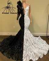 sexy aso ebi african deep v neck evening dresses beaded ruffles party dress mermaid dinner gown for ladies