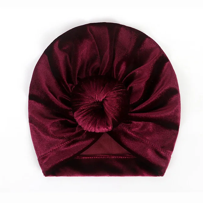 Purple velvet Новая зимняя детская шапка для девочек с большим бантом, Осенняя детская шапка-тюрбан, реквизит для фотосессии, Младенческая шапочка, шапка для маленьких девочек, аксессуары, 12 цветов - Цвет: Purple velvet