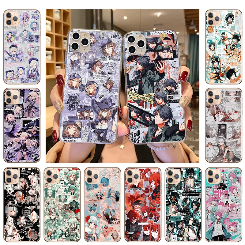 

Soft TPU Phone Case For iPhone 13 Pro 12 Mini 11 XS Max 7 8 6 6s Plus SE2020 X XR Genshin Impact Anime Silicone Cases Cover