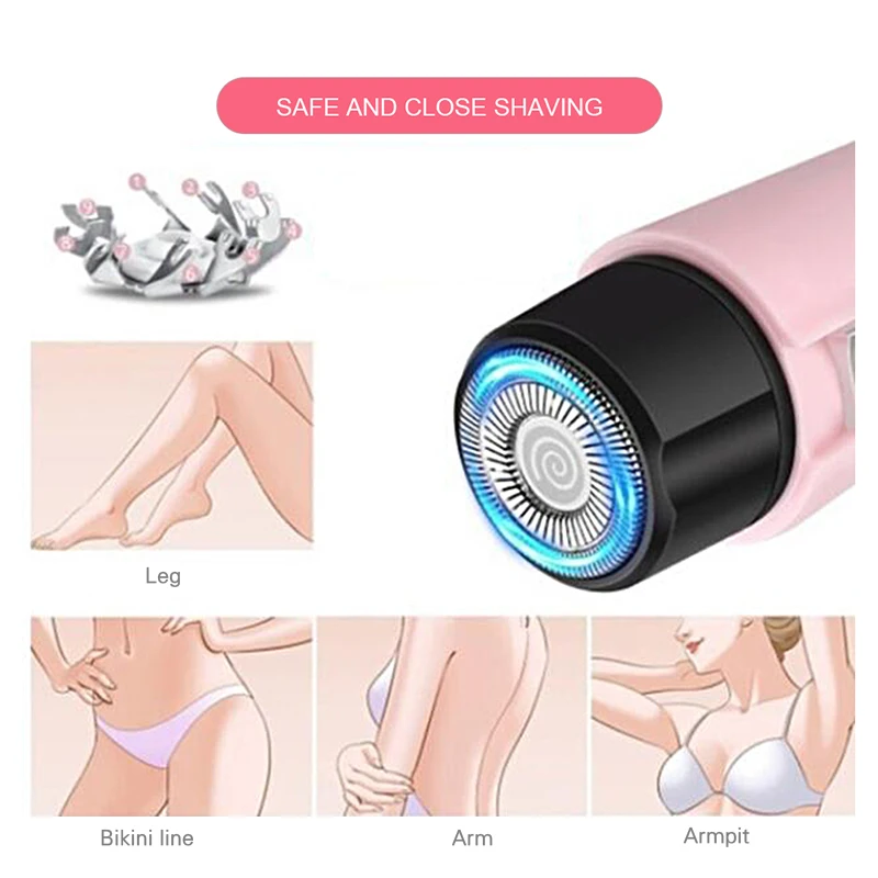 

Portable women's body shaver for facial, neck and leg hair remover, painless