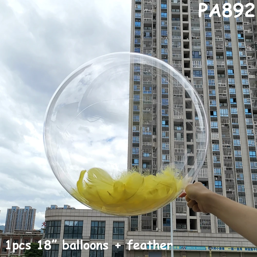 PA892 ballon feather Круглые надувные шары Прозрачные Свадебные перья на день рождения баллуоны вечерние украшения DIY подарки супер прозрачный гелий Bobo Globos - Цвет: PA892 ballon feather